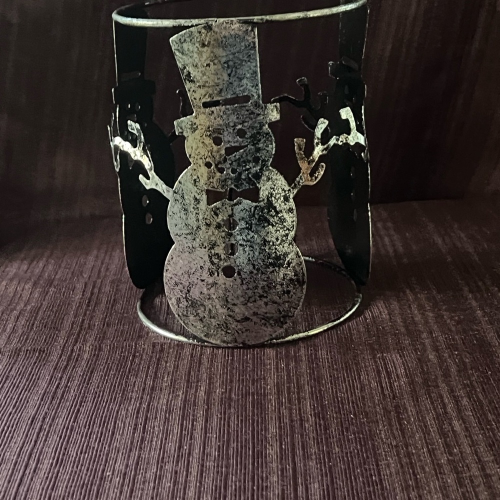 Metal Snowman Candle Holder